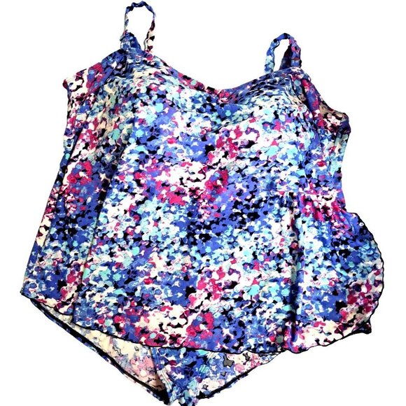 Delta Burke Women's 34W Multicolor One-Piece Swimsuit Adjustable Straps - Picture 1 of 8